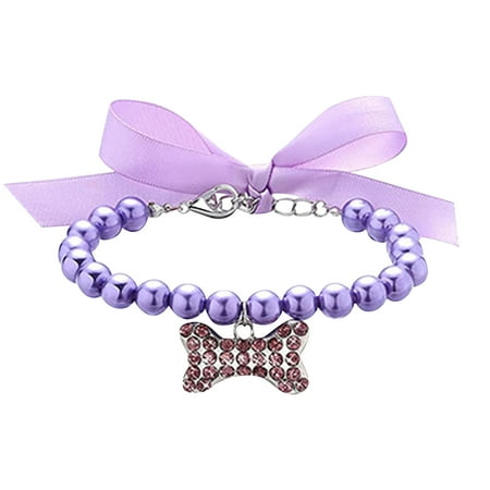 Blueek Deals off $10 under Clearance Pet Jewelry Pearl Necklace Cat and Dog Collar Pendant Gift Decoration
