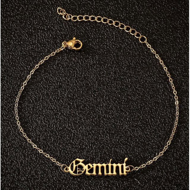 Ankle-aries Steel -1pcs,zodiac Anklet For Women Stainless Steel Old English Zodiac Letter Anklet Bracelet For Women