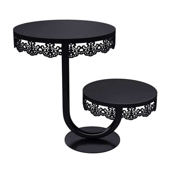 2 Tiers Cake Stand Display Holder Iron Round Dessert Tray for Wedding Birthday