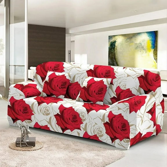 Elegant Rose Print Elastic Sofa Covers Corner Couch Cover For Living Room All-cover L Shape Washable Slipcovers 1/2/3/4 Seater