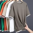 thumbnail image 6 of olid Color Loose Mens Short Sleeve T-shirts Casual Classic Style Short Sleeves, 6 of 9