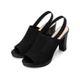 thumbnail image 3 of BLISSFUL STEP Women's Peep Toe Slingback Platform Heels Block Heels Sandals Black 6.5, 3 of 7