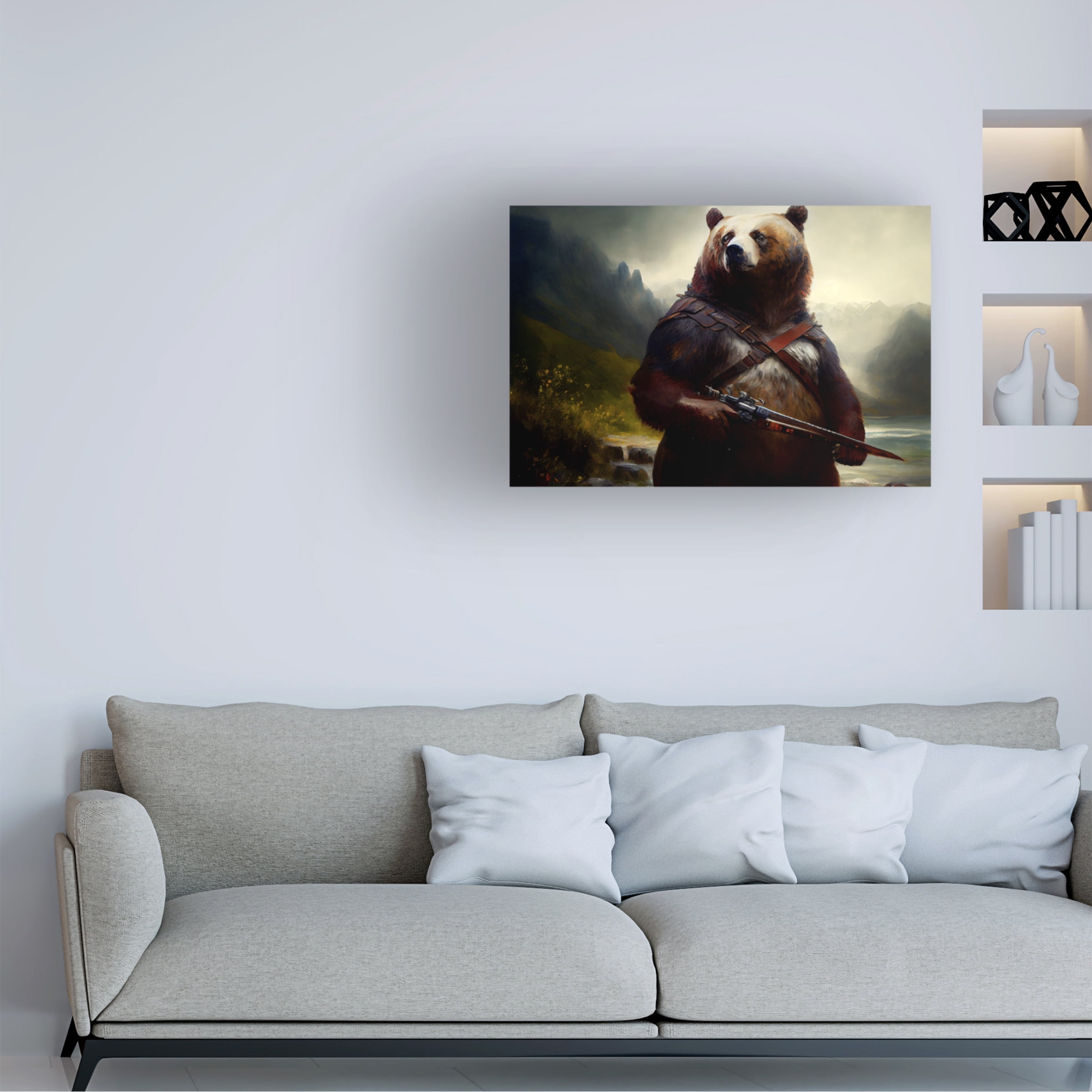 Canvas Wall Art - Sasha 'Warrior Bear II' Wall Art for Living Room, Bedroom, or Office DÃ©cor by Trademark Fine Art - 32 x 22 Inches