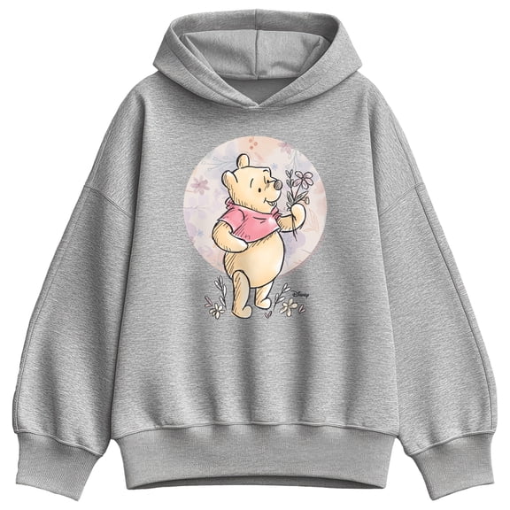 Winnie the Pooh - Floral Circle Pooh - Women's Oversized Fleece Hoodie Sweatshirt