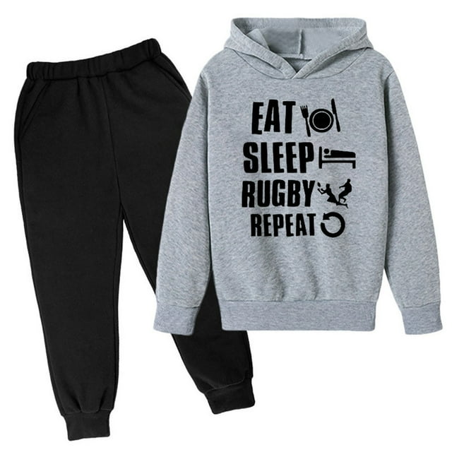 Ensemble de Survêtement de Jogging pour Garçons, Style Rétro, Fan de Football Athlétique, Joueur de Rugby, Chandail à Capuchon et Pantalon