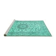 thumbnail image 2 of Ahgly Company Machine Washable Indoor Square Medallion Turquoise Blue Traditional Area Rugs, 5' Square, 2 of 4