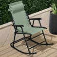 thumbnail image 3 of YEXJ Outdoor Folding Rocking Chair, Zero Gravity Lounge Chair, Patio Rocker w/Headrest Pillow-Sage Green, 3 of 10