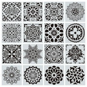 16pcs/set Reusable Mandala Painting Stencils Floor Wall Tile Fabric Furniture Painting Stencils