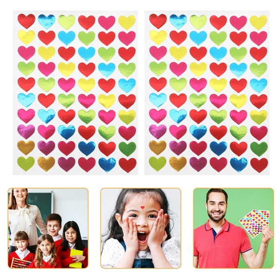 ELAYARD 2100Pcs Self Adhesive Heart Stickers Multicolor for Valentine Decoration