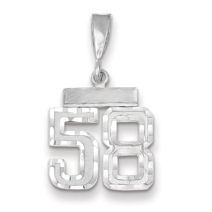 14k White Gold Small Diamond-cut Number 58 Charm Pendant
