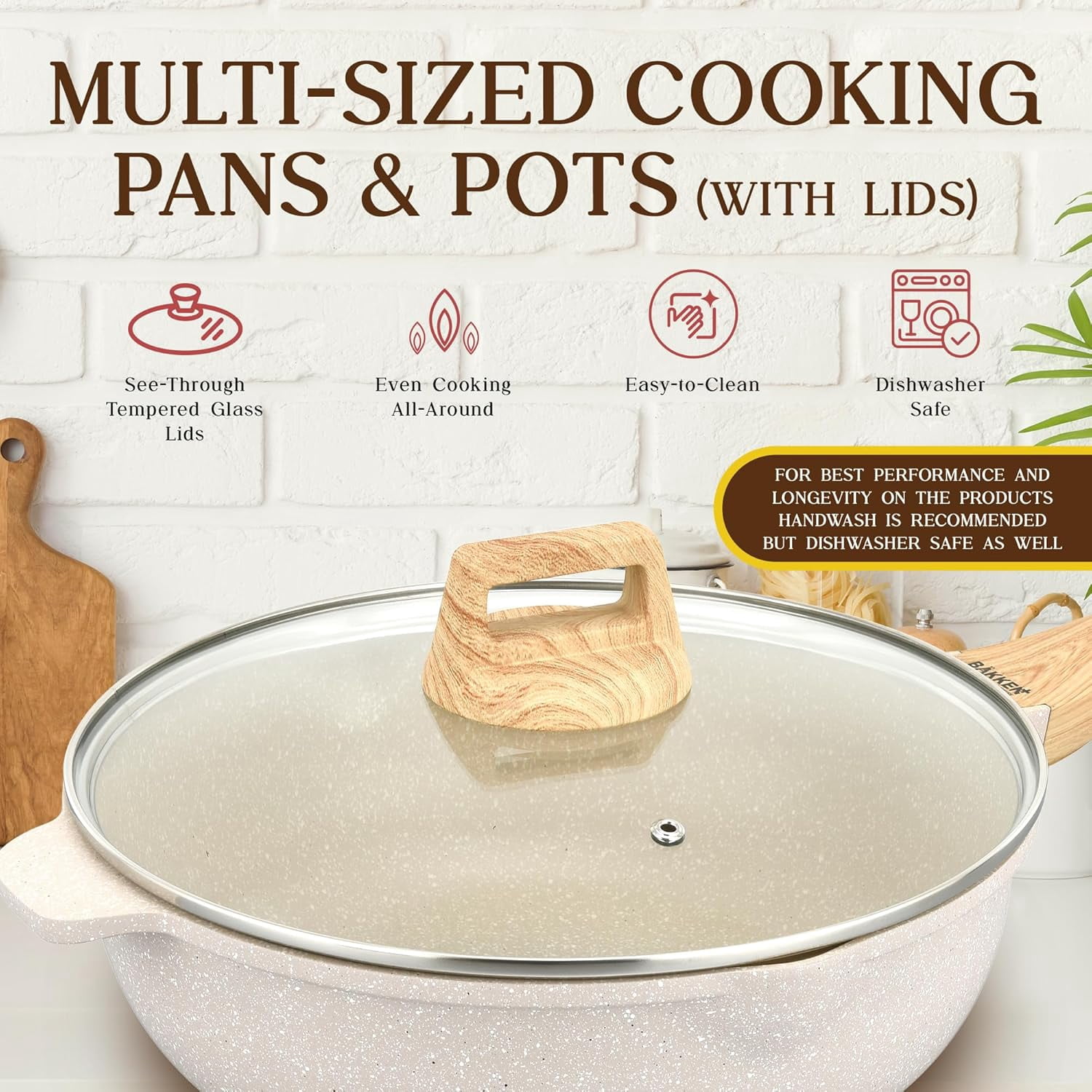 Bakken-Swiss 14-Piece Kitchen Cookware Set – Granite Non-Stick – Eco-Friendly – for All Stoves & Oven-Safe