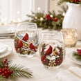 thumbnail image 7 of Christmas Stemless Wine Glasses 15 oz Cardinal Drinking Glasses Red Cardinal Bird Tumbler Cups for Xmas Gift Women Winter Home Office Party Supplies 1Pc (#B), 7 of 7