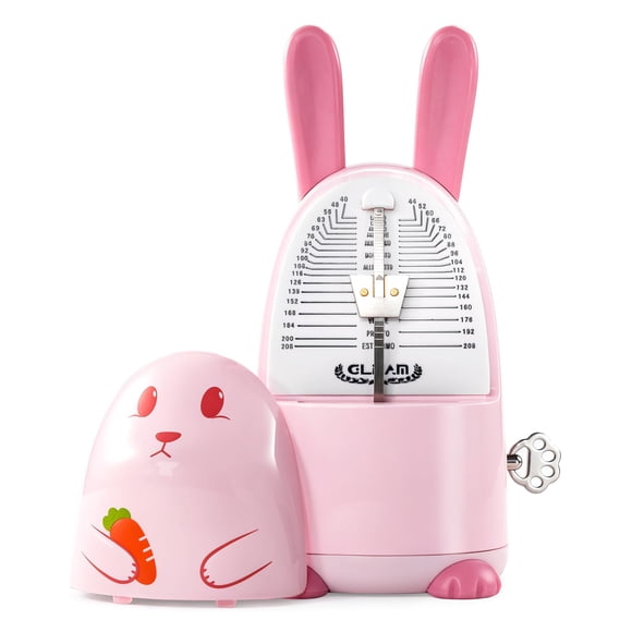 Métronome Mécanique Mignon à Commande Facile pour Piano, Tambour, Guitare, Violon, Ukulélé avec Clochette, Lapin Rose