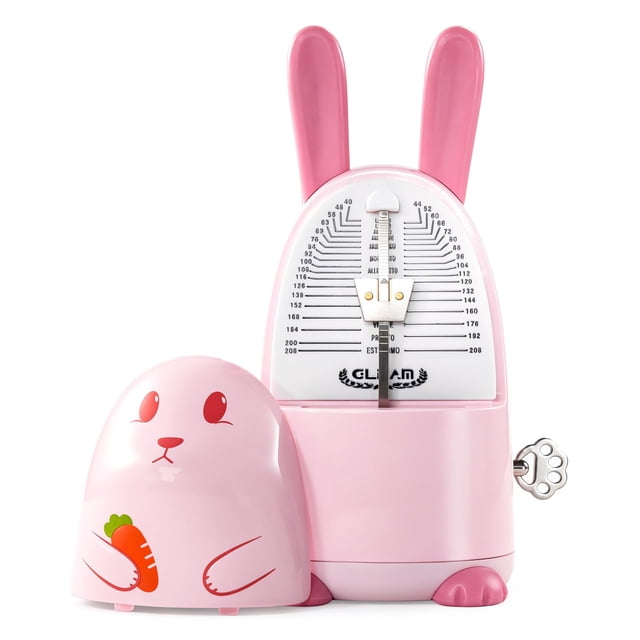 Easy Control Cute Cartoon Mechanical Metronome for Piano Drum Guitar Violin Ukulele Players with Bell, Pink-Rabbit