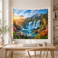 thumbnail image 5 of Waterfall Rainbow Alpine Valley with Evergreens, Serene Watercolor for Nature Lovers, Scenic Landscape Decor, Thank You Gift, Tapestry Wall Hanging for Bedroom and Living Room, 5 of 7