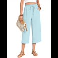 thumbnail image 1 of Pantalones Cortos para Mujer, Informales, con Cordón y Bolsillos, Holgados, de Cintura Alta y Pierna . Azul S, 1 of 6