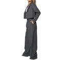 thumbnail image 2 of Conjunto de Dos Piezas para Mujer: Blazer Corto, Chaqueta y Pantalón de Trabajo de Cintura Alta y Pierna . Gris Oscuro XL, 2 of 10