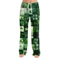 thumbnail image 4 of Fgvctg Womens St. Patrick's Day Pajamas Comfy Shamrock Clover Print Wide Leg Pajamas Sleepwear High Waisted Pjs Pants Stretch Spring Drawstring Lounge Pants Dark Green 3XL, 4 of 5