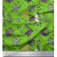 thumbnail image 1 of Soimoi Green polyester Crepe Fabric Floral, polyester & American Robin Bird Print Fabric by Yard 52 Inch Wide, 1 of 1