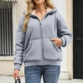thumbnail image 3 of Dwralegc Zip Up Hoodie Women Thick Sherpa Hoodies Casual Sweatshirt Long Sleeve Winter Thermal Hoodie with Pockets Light Gray L, 3 of 5