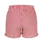 Lovzfmll Shorts for Women, Comfy Gingham Plaid Beach Bottoms with Pockets, Casual Ruffle Hem Lounge Sleep Shorts for Summer Red XL
