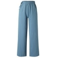 thumbnail image 1 of Vedolay Women&nbsp;Pants Women's Leisure Pants with Pockets Cotton Wide Leg Workout Crop Straight Pant,Blue S, 1 of 5