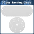 thumbnail image 4 of Discos de lija Unique Bargains, 5.91" 15 agujeros 600 grano papel de lija redondo para reparación automotriz con gancho y bucle de óxido de aluminio blanco, 50 piezas, 4 of 7