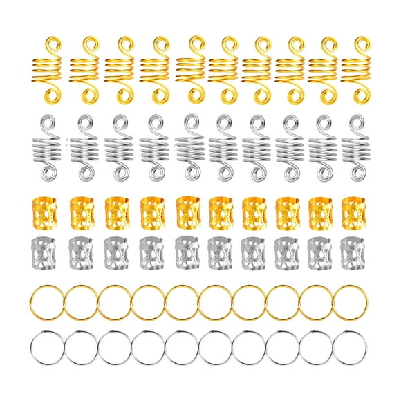 60Pcs Creative Dreadlocks Ring Hair Braid Rings Delicate Hair Cuffs Hair Decoration