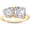 Yellow, variant on 925 Sterling Silver 14K Yellow Gold Plating Heart Shape & Asscher White Diamond Toi Et Moi 2-Stone Wedding Engagement Ring For Women