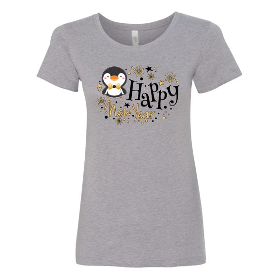 Inktastic Happy New Year with Cute Penguin Women's T-Shirt