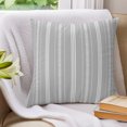 thumbnail image 3 of Pillow Covers 18x18 Set of 2, Boho Grey Throw Pillow Covers Decorative Couch Cushion Cover, Minimalist Farmhouse Striped Microfiber Soft Square Pillowcases for Bedroom Living Room Sofa, 3 of 9