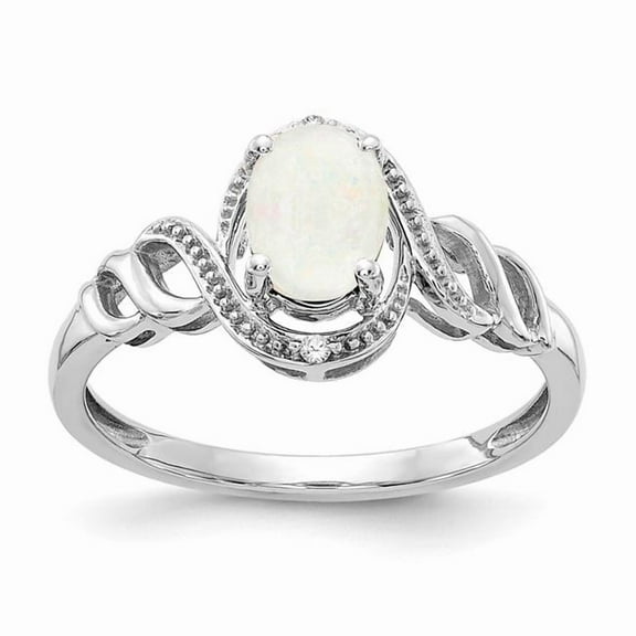 Primal Gold 10 Karat White Gold Opal and Diamond Ring