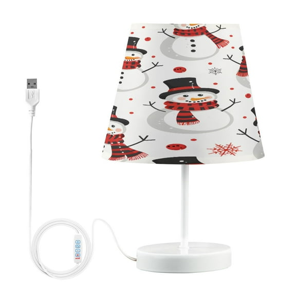 Ryvnso LED Bedside Table Lamp Snowman on White Bedroom Desk Lamps Nightstand Lampshade M
