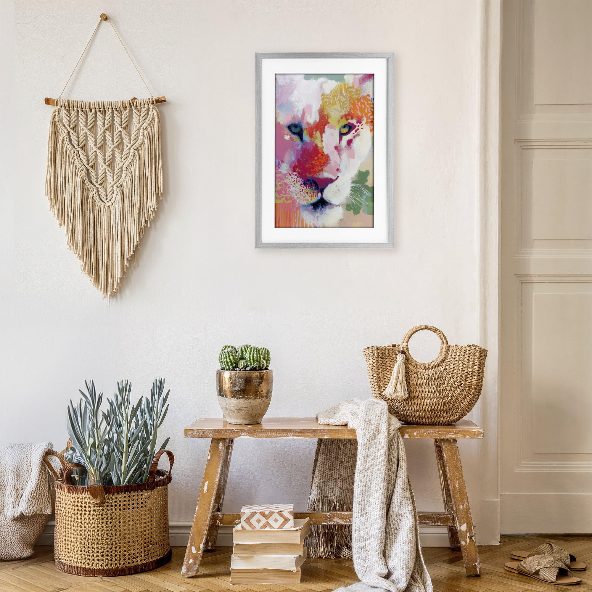 Stupell Industries Lion Eyes with Intense Gaze Gray Framed Print Under Glass, design by Chromatic Storm Studio