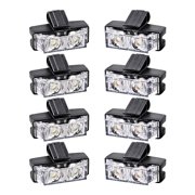 8pcs 2-LED 12V Car Truck Grille Dash Emergency Warning Hazard Strobe Light Bar Kit (4X Amber + 4X White)