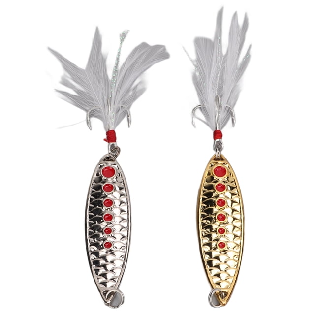 Cuillère de Pêche Leurre de Pêche Leurre de Pêche 2pcs / Ensemble Cuillère Leurre de Pêche avec des Points Rouges Reflètent des Paillettes Légères Appâts Manivelle pour la Pêche en Mer d'Eau Douce