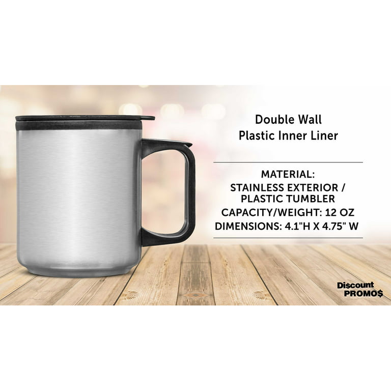  DISCOUNT PROMOS Custom Stainless Steel Travel Mugs with Handle  12 oz. Set of 10, Personalized Bulk Pack - Perfect for Coffee, Soda, Other  Hot & Cold Beverages - Stainless Steel : Home & Kitchen