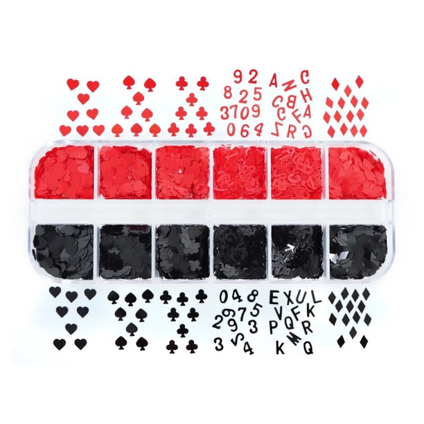 12 rejillas para decoraciones de uñas BANYUO corazón alfabeto ciruela póker