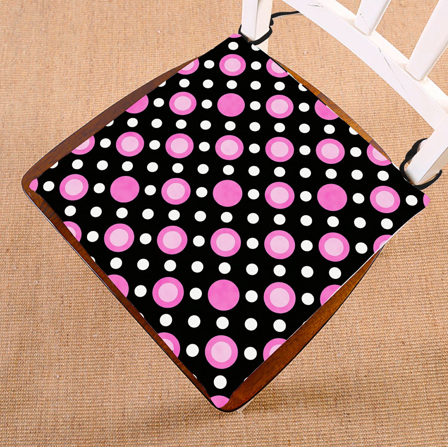ABPHQTO Pink White And Black Polka Dot Chair Pad Seat Cushion Chair