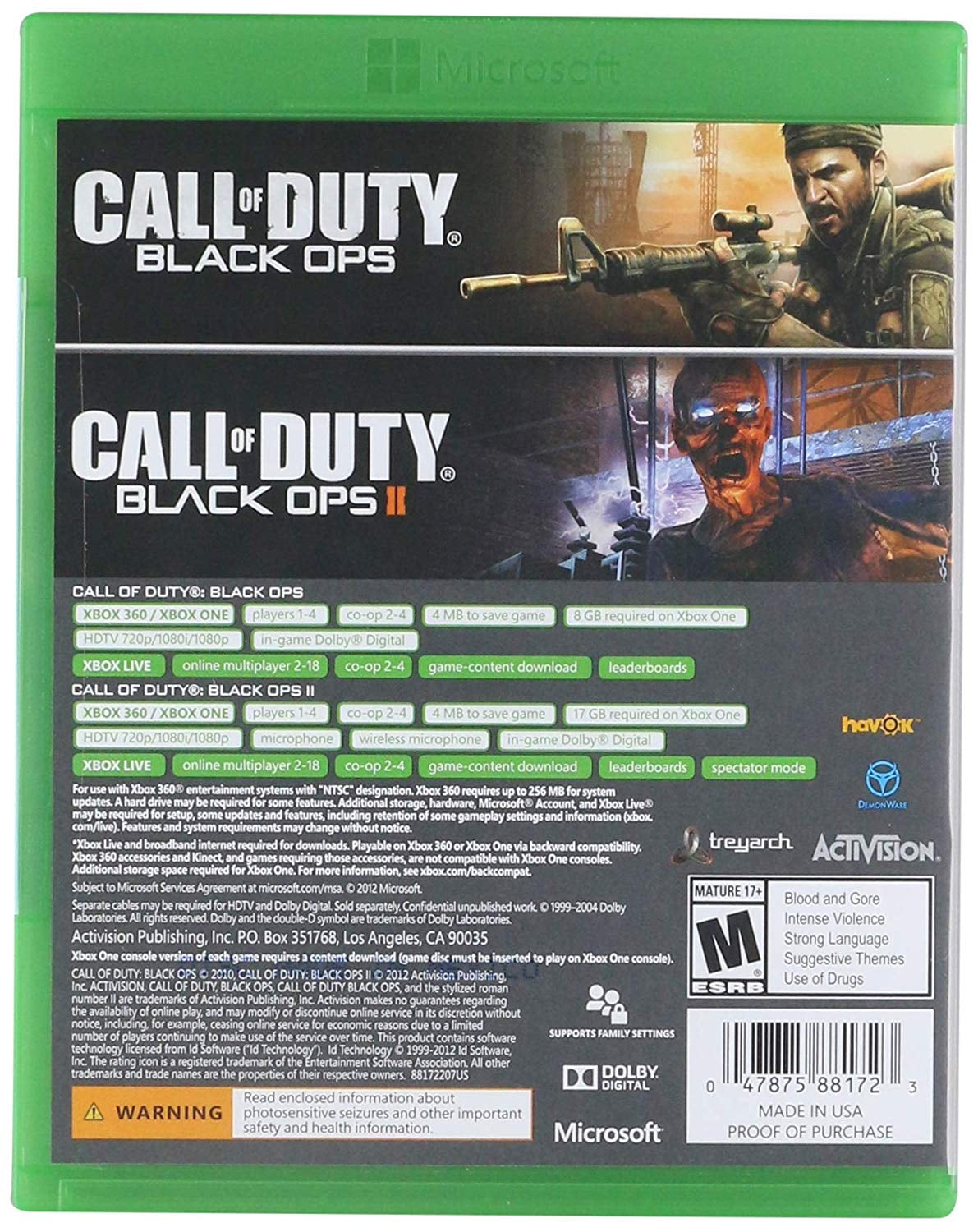 bad Bedienen kaart Call of Duty Black Ops 1 & 2 Combo Pack, Activision, Xbox 360, [Physical],  047875881723 - Walmart.com