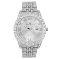 thumbnail image 2 of Charles Raymond Fully Iced Out Crystal Diamond Mens Watch w/Easy Read Date and w/Roman Numerals - Combo with Designer Hip Hop Blinged Out Bracelet and Ring- ST10226RND Silver Silver,11, 2 of 8