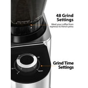 Aeitto Burr Coffee Grinder, Coffee Grinder Electric, Stainless Steel Coffee Bean Grinder, 48 Grind Settings, Espresso/Pour Over/Cold Brew/French Press Coffee Maker, Silver