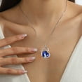 thumbnail image 2 of Juwaliy Mother and Daughter Necklace 925 Sterling Silver Blue Heart Sapphire September Birthstone Pendant Jewelry Women Birthday Christmas Mothers Day Gift Idea, 2 of 6