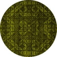 thumbnail image 1 of Ahgly Company Indoor Round Abstract Yellow Modern Area Rugs, 4' Round, 1 of 4