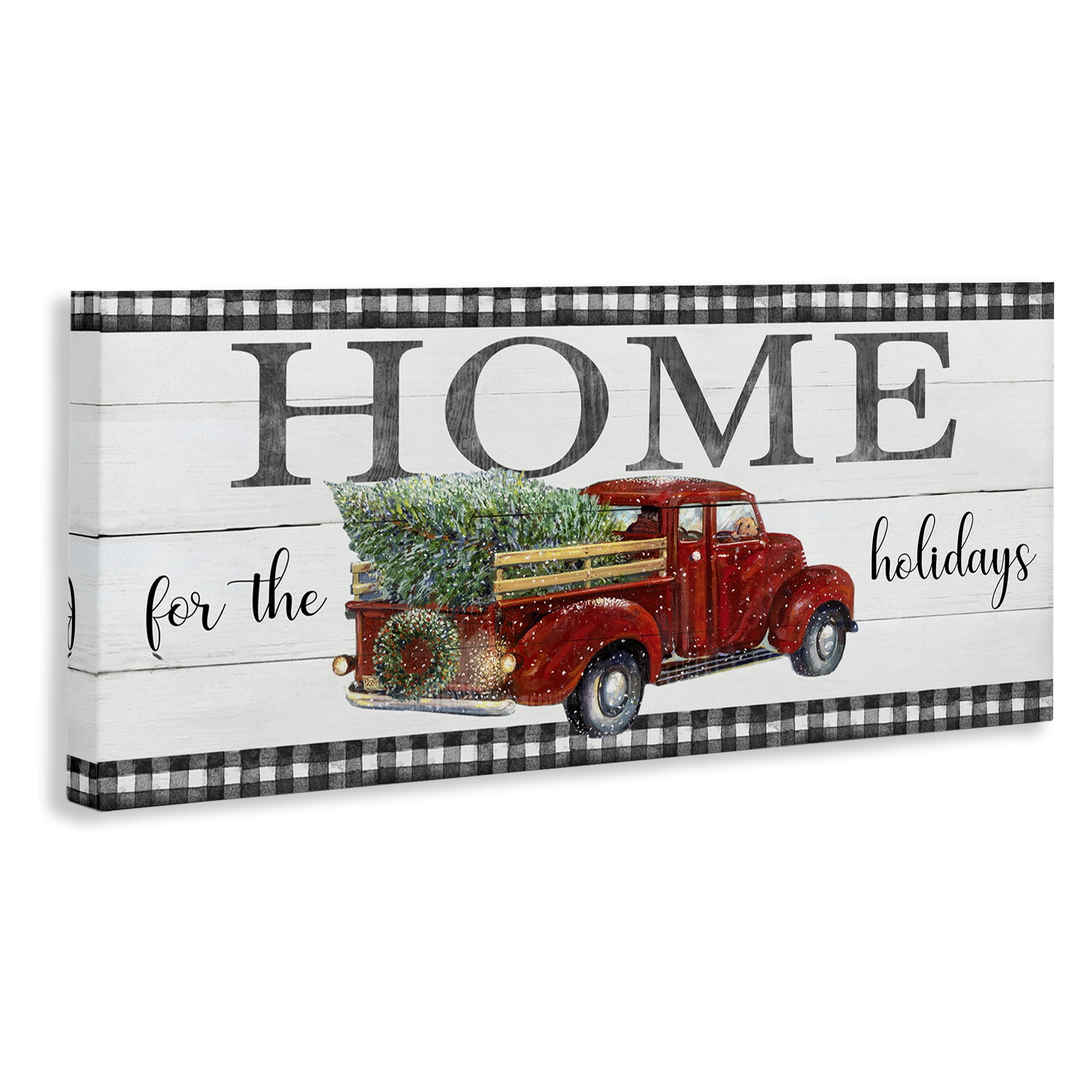 Stupell Industries Home For Holidays Truck Holiday Painting Gallery Wrapped Canvas Art Prints Wall Art, 40 x 17