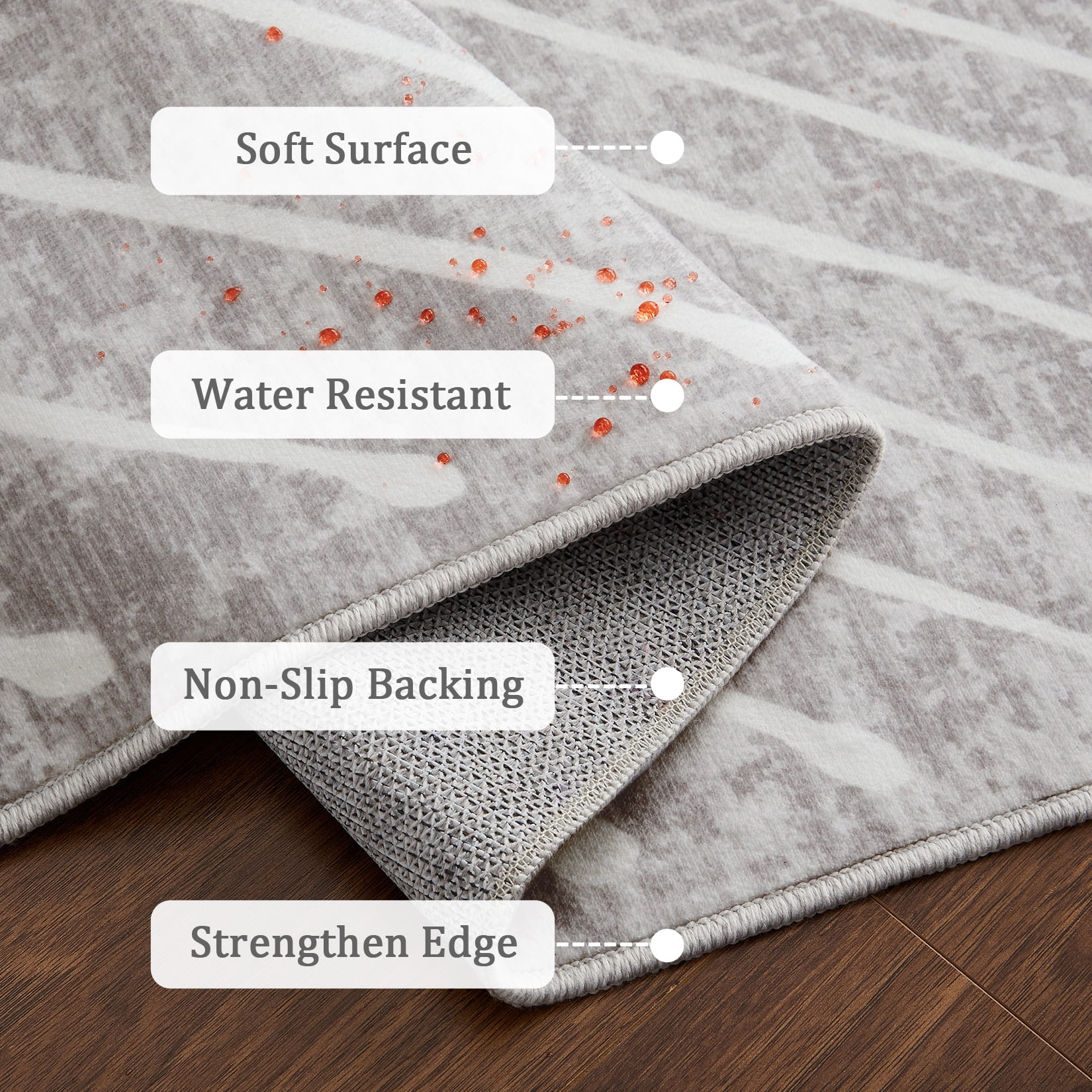 HIWEAVER Modern Geometric Striped Pet Friendly Area Rug for Living Room Washable 5' x 7' Neutral Indoor Decor Carpet, Light Gray