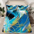 thumbnail image 2 of jejeloiu Minimalist Watercolor Full Size Sheets,Modern Geometric Aesthetic Bed Sheets,Blue Gold Black Sheet Sets For Men Women,Lightweight Room Decor,4pcs, 2 of 7