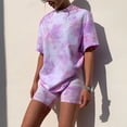 thumbnail image 4 of AIEOTT Womens Summer Casual Suit 2024,Tie-dye,Gradient ,Loose,Casual T-shirt,Tight Shorts,Sports Casual,Two-Piece Set, 4 of 6