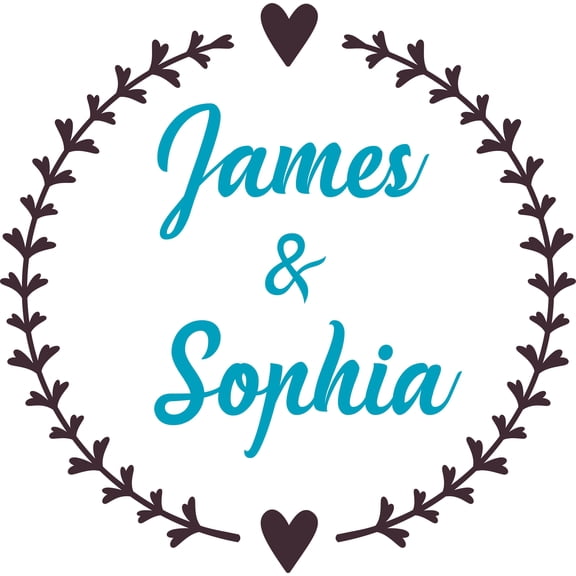 Heart Wreath Monogram For Couples Customized Wall Decal - Custom Vinyl Wall Art - Personalized Name - Baby Girls Boys Kids Bedroom Wall Decal Room Decor Wall Stickers Decoration Size (20x20 inch)