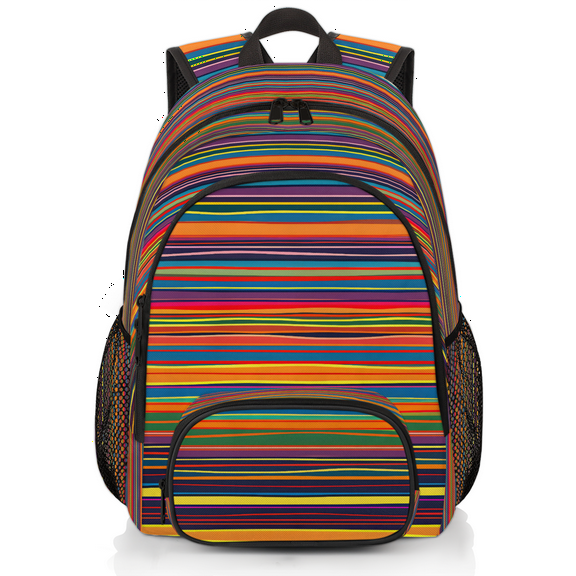 Herdesigns Ethnic Striped Laptop Backpack for Women Men, 18.3 Inch Large Computer Backpacks Fashion Teacher Nurse Bag Casual Daypack for Work Travel